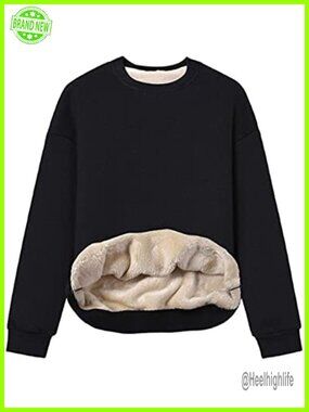 Sherpa Fleece Crewneck Pullover Sweatshirt Warm Heavyweight Winter